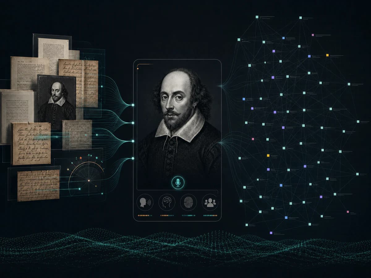 Shakespeare source documents and audio becoming a living character connected to a knowledge graph